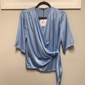 Isabella Campana Blue Wrap Blouse